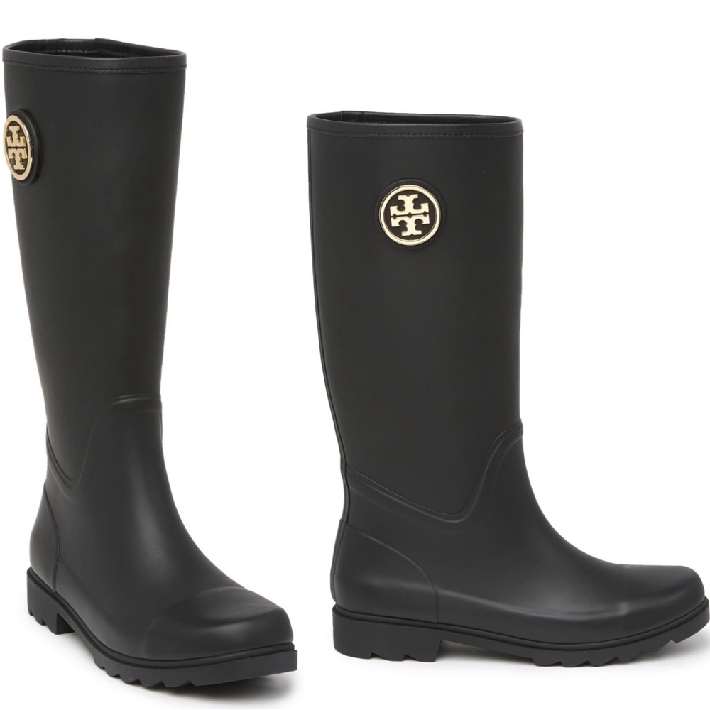 Tory Burch Sarah Logo Black Rainboot